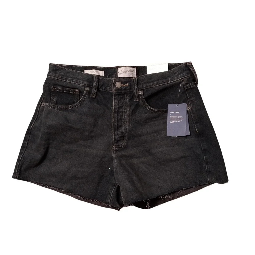 Universal Thread Womens Mid-Rise 90s Baggy Shorts‎ Black Denim 4 4